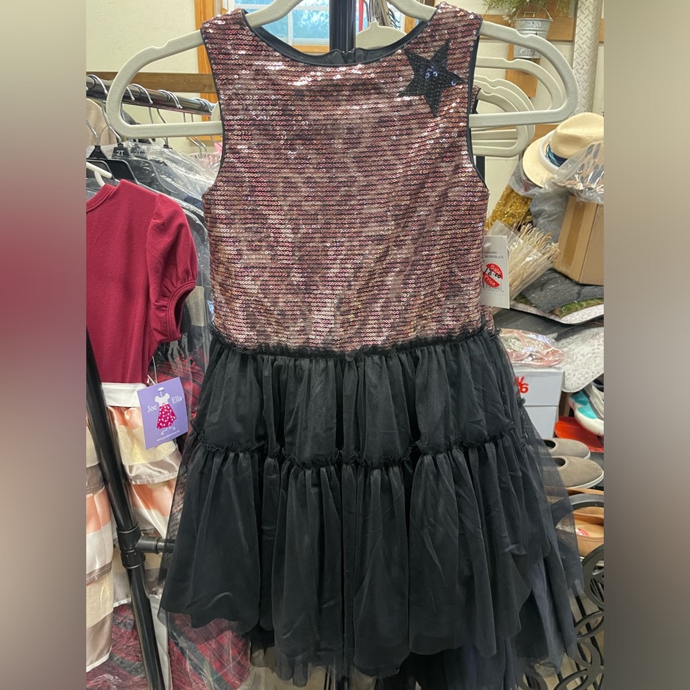 Girls Leopard Print Sequin Top Ballerina Dress Size 6X